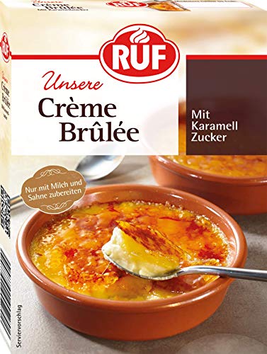 RUF Crème Brûlée mit selbst karamellisierendem Karamell-Zucker, französisches Dessert mit knackiger Kruste, glutenfrei, Vorratspackung, 12 x 95g von RUF