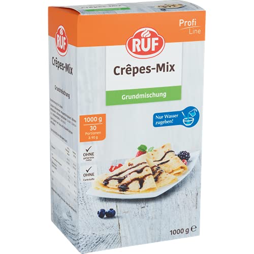 RUF Crepes-Teig, Backmischung zur Herstellung von leckeren Crepes oder Pfannkuchen, einfache Zubereitung nur Wasser zugeben, Großpackung, 1x1000g von RUF