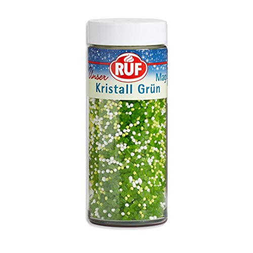 RUF Crystal Green Streusel, glänzende Torten-Deko, Zucker-Perlen in grün weiß und schimmernde grüne Zucker-Kristalle, zum Verzieren von Plätzchen, Cupcakes Deko RUF Crystal Green Streusel, glänzende Torten-Deko, Zucker-Perlen in grün weiß und schimmernde grüne Zucker-Kristalle, zum Verzieren von Plätzchen, Cupcakes Deko von RUF