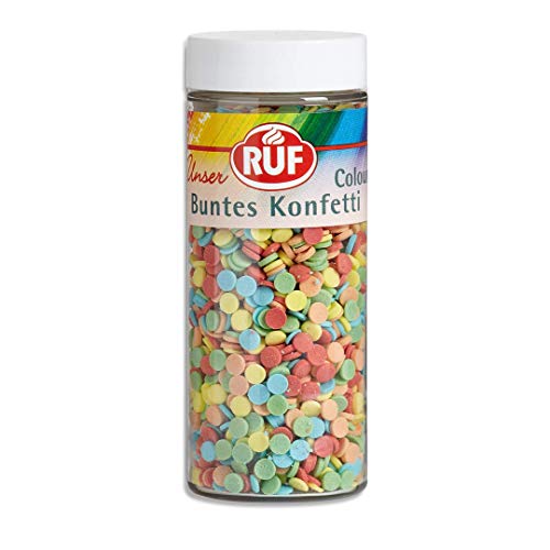 RUF Buntes Konfetti, Zucker-Dekor in 5 kunterbunten Farben, Backen mit Kindern, für Geburtstagstorten und Kinder-Geburtstag, glutenfrei, 9er Pack (9x55g) von RUF
