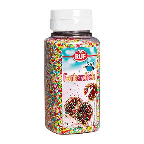 RUF Zucker-Perlen, essbares Streu-Dekor in bunten Farben, mini Zucker-Kugeln zum Verzieren von Eis, Torten & Muffins, 7er Pack, 7 x 165g von RUF