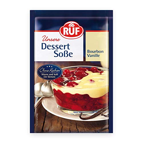 RUF Dessertsoße Bourbon-Vanille ohne Kochen, Vanillesoßen-Pulver für Dessert & Nachtisch, nur kalte Milch hinzugeben, glutenfrei, 1er Pack, 1x40g RUF Dessertsoße Bourbon-Vanille ohne Kochen, Vanillesoßen-Pulver für Dessert & Nachtisch, nur kalte Milch hinzugeben, glutenfrei, 1er Pack, 1x40g von RUF