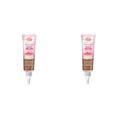 RUF Drip Cake Glasur Pink, weiße Schokolade-Glasur in der Tube, zum Glasieren von Tropfen-Kuchen, Naked-Cakes, Cupcakes & Torten, glutenfrei, 1 x 125g (Packung mit 2) von RUF