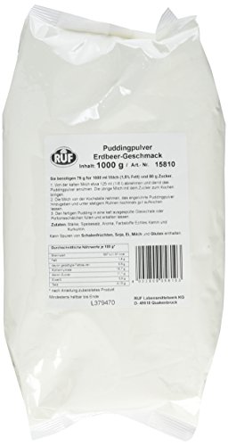RUF Erdbeerpudding-Pulver zum Kochen, Großpackung ideal geeignet für Großküche, Kantine, Hotel und Restaurant-Küche, glutenfrei, ohne Allergene, 1x1000g von RUF