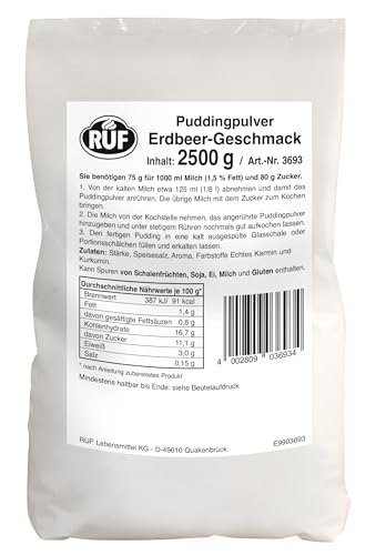 RUF Erdbeerpudding-Pulver zum Kochen, Großpackung ideal geeignet für Großküche, Kantine, Hotel und Restaurant-Küche, glutenfrei, ohne Allergene, 1x2500g von RUF