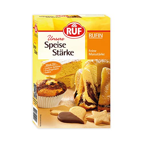 RUF Feine Speise-Stärke, reine Mais-Stärke, zum herzhaften und süßen Backen, zum Kochen, für Süßspeisen und für Kindernahrung, vegan, 18er Pack (18x400g) von RUF