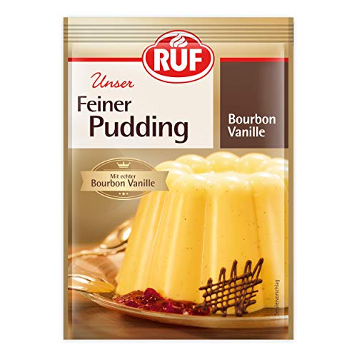 RUF Feiner Pudding Bourbon-Vanille, mit echter Bourbon Vanille, glutenfrei, nur mit Milch und Zucker aufkochen, 18er Pack (18 x 3 x 38g) von RUF