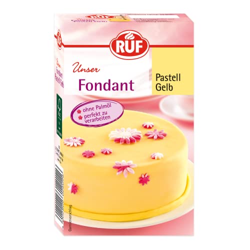 RUF Fondant Pastell Gelb, zum Formen von Figuren, Blumen und Buchstaben geeignet, Modellierfondant, Rollfondant, ohne Palmöl, glutenfrei & vegan, 250g von RUF