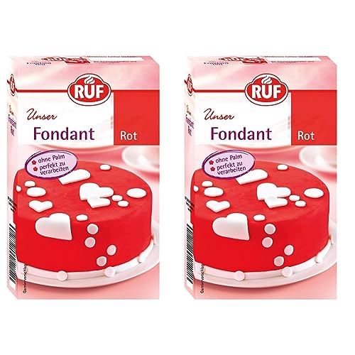 RUF Fondant in rot buntes Dekor-Fondant zum Formen von Schleifen und Figuren, perfekt auf Muffins, Cupcakes und Torten, glutenfrei, 250g (Packung mit 2) von RUF