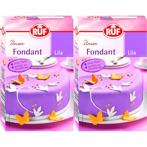 RUF Fondant lila, zum Formen von Figuren, Blumen und Buchstaben geeignet, Modellierfondant, Rollfondant, ohne Palmöl, glutenfrei und vegan, 250g (Packung mit 2) von RUF