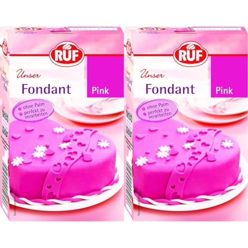 RUF Fondant pink, zum Formen von Figuren, Blumen und Buchstaben geeignet, Modellierfondant, Rollfondant, ohne Palmöl, glutenfrei und vegan, 250g (Packung mit 2) von RUF