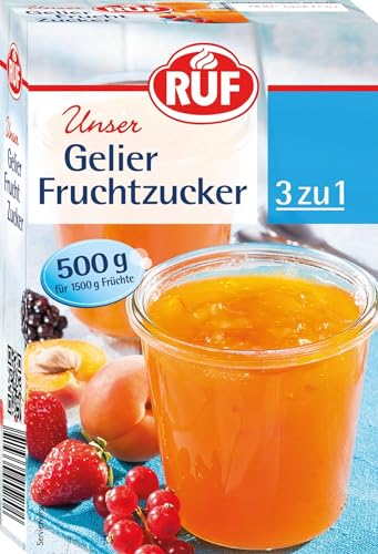 RUF Gelier-Fruchtzucker 3 zu 1, Gelierpulver und Zucker kombiniert, nur Früchte oder Fruchtsaft hinzufügen, Geliermittel glutenfrei & vegan, 1 x 500g von RUF