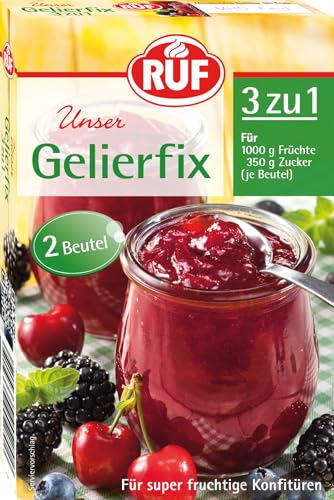 RUF Gelierfix 3 zu 1, veganes Geliermittel zum Einkochen und Gelieren von Marmelade, Konfitüre & Gelee, weniger süß, glutenfrei, 2 x 25g RUF Gelierfix 3 zu 1, veganes Geliermittel zum Einkochen und Gelieren von Marmelade, Konfitüre & Gelee, weniger süß, glutenfrei, 2 x 25g von RUF