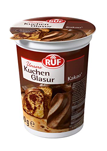 RUF Kuchen-Glasur Kakao, Schokoladen-Glasur mikrowellengeeignet, zum zum Glasieren & Dekorieren von Kuchen, Torten, Muffins und Plätzchen, glutenfrei, 1 x 500g von RUF