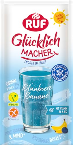 RUF Glücklichmacher Smooth to Drink Blaubeere Banane, Getränkepulver mit Blaubeere, Banane & Vitaminen B6 + B12, fruchtiger Genuss, ideal für Smoothies, Bowls & Cocktails von RUF