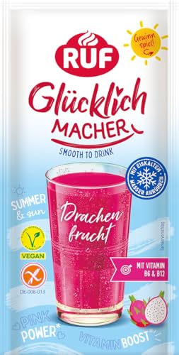 RUF Glücklichmacher Smooth to Drink Drachenfrucht, Getränkepulver mit Drachenfrucht & Erdbeere, Vitamin B6 & B12, Sommerdrink zum Anrühren, ideal für Smoothies, Bowls & Cocktails RUF Glücklichmacher Smooth to Drink Drachenfrucht, Getränkepulver mit Drachenfrucht & Erdbeere, Vitamin B6 & B12, Sommerdrink zum Anrühren, ideal für Smoothies, Bowls & Cocktails von RUF