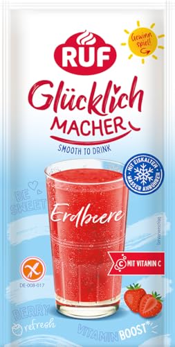 RUF Glücklichmacher Smooth to Drink Erdbeere, Getränkepulver mit Erdbeere & Vitamin C, fruchtiger Genuss zum Anrühren, unterstützt das Immunsystem, ideal für Smoothies, Shakes & Bowls von RUF