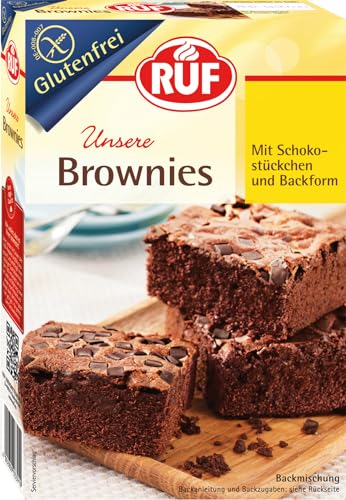 RUF Glutenfreie Brownies Backmischung für American Chocolate Brownie mit Schokostücken inkl. Backform, Zöliakie geeignet, vegan RUF Glutenfreie Brownies Backmischung für American Chocolate Brownie mit Schokostücken inkl. Backform, Zöliakie geeignet, vegan von RUF