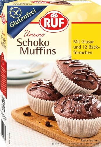 RUF Glutenfreie Muffins Schoko mit Kakaoglasur, Backmischung für schokoladige American Style Muffins, Zöliakie geeignet, inkl. 12 Muffinförmchen RUF Glutenfreie Muffins Schoko mit Kakaoglasur, Backmischung für schokoladige American Style Muffins, Zöliakie geeignet, inkl. 12 Muffinförmchen von RUF