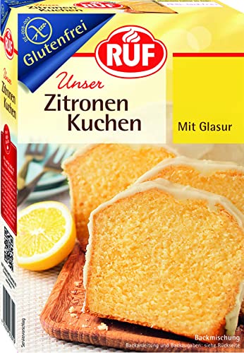 RUF Glutenfreier Zitronen-Kuchen mit fruchtiger Zitronenglasur, klassischer Kastenkuchen für jeden Anlass, glutenfrei und vegan, 8er Pack (8x530 g) von RUF