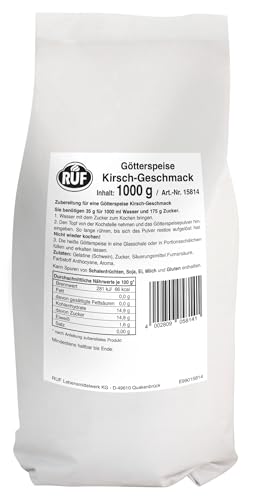 RUF Götterspeise Kirsche, roter Wackelpudding mit Kirsch Geschmack, mit weniger Wasser auch schnitt- und stichfest, Großpackung für Kantine und Gastronomie, 1x1000g von RUF