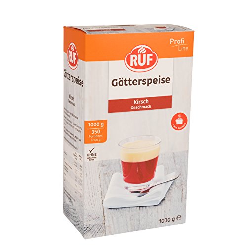 RUF Götterspeise Kirsche, roter Wackelpudding mit Kirsch Geschmack, mit weniger Wasser auch schnitt- und stichfest, praktischer Vorratspack, 1x1000g RUF Götterspeise Kirsche, roter Wackelpudding mit Kirsch Geschmack, mit weniger Wasser auch schnitt- und stichfest, praktischer Vorratspack, 1x1000g von RUF