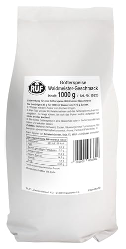 RUF Götterspeise Waldmeister, klassisch grüner Wackelpudding, besonders lecker mit Vanillesoße, ohne Allergene, Großpackung für Großverbraucher, 1x1000g von RUF