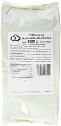 RUF Götterspeise Waldmeister, klassisch grüner Wackelpudding, besonders lecker mit Vanillesoße, ohne Allergene, Großpackung für Großverbraucher, 1x1000g von RUF