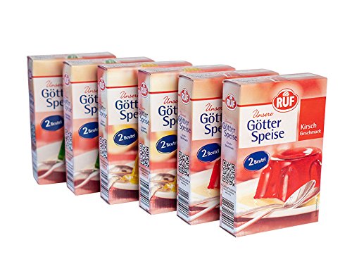 RUF Götterspeise: je 2 Packungen: Kirsch 2er Pack 2x12g, Zitrone 2er Pack 2x12g, Waldmeister 2er Pack 2x12g von RUF