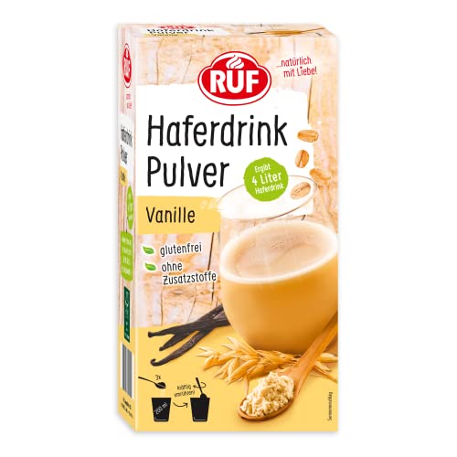 RUF Haferdrink Vanille Pulver vegan, Hafergetränk selber Anrühren, wie Hafermilch glutenfrei, pflanzlicher Drink ohne Zusatzstoffe, 1x400g von RUF