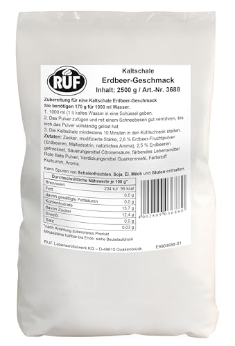 RUF Kaltschale Erdbeer ohne Kochen, Großpackung, Fruchtsuppe mit Erdbeeren gefriergetrocknet, nur 10 Min Kühlzeit, glutenfrei und vegan, 1x2500g RUF Kaltschale Erdbeer ohne Kochen, Großpackung, Fruchtsuppe mit Erdbeeren gefriergetrocknet, nur 10 Min Kühlzeit, glutenfrei und vegan, 1x2500g von RUF