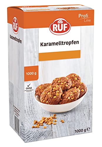 RUF Schoko-Tröpfchen Karamell, backfeste Karamell-Tropfen, zum Backen von Cookies und Muffins, Topping für Eis, Müsli, Porridge, Bowl, Großpackung 1kg, glutenfrei von RUF