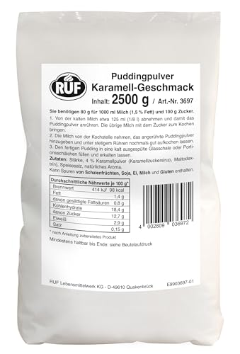 RUF Karamellpudding-Pulver, Pudding zum Kochen, mit Karamellpulver, Großpackung ideal geeignet für Großküche, Kantine, Hotel und Restaurant-Küche, 1x2500g von RUF
