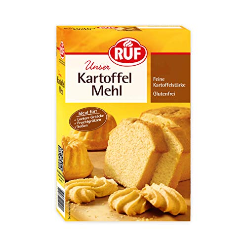 RUF Kartoffel-Mehl, reine Kartoffel-Stärke zum Auflockern von Torten, Kuchen und Gebäck, für Fruchtgrützen und Soßen, glutenfrei und vegan, 18er Pack (18x500g) von RUF
