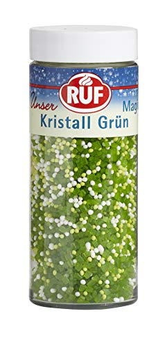 RUF Crystal Green, grüne und weiße Zuckerperlen und Zuckerstreusel, kreatives Verzieren von Keksen, Cupcakes, Muffins und Kuchen, 9er Pack (9 x 85g) von RUF