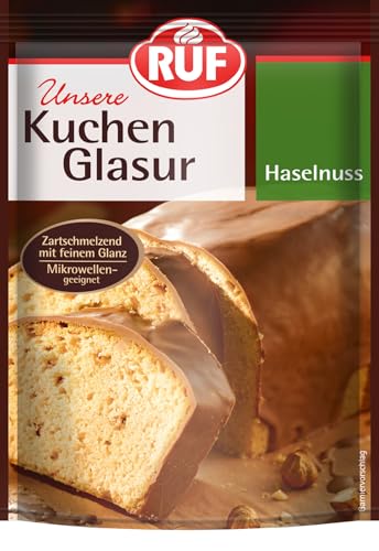 RUF Kuchen-Glasur Haselnuss, 100g im Beutel, mikrowellengeeignet, zum Glasieren von Nuss-Kuchen, Pralinen & Brownies, glutenfrei RUF Kuchen-Glasur Haselnuss, 100g im Beutel, mikrowellengeeignet, zum Glasieren von Nuss-Kuchen, Pralinen & Brownies, glutenfrei von RUF