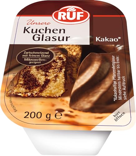 RUF Kuchen-Glasur Kakao, 200g im Becher, mikrowellengeeignet, zum Glasieren & Dekorieren von Plätzchen, Kuchen & Torten, glutenfrei RUF Kuchen-Glasur Kakao, 200g im Becher, mikrowellengeeignet, zum Glasieren & Dekorieren von Plätzchen, Kuchen & Torten, glutenfrei von RUF