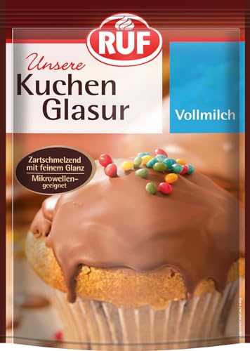 RUF Kuchen-Glasur Vollmilch-Schokolade, 100g im Beutel, mikrowellengeeignet, zum Glasieren & Dekorieren von Plätzchen, Muffins & Kuchen, glutenfrei RUF Kuchen-Glasur Vollmilch-Schokolade, 100g im Beutel, mikrowellengeeignet, zum Glasieren & Dekorieren von Plätzchen, Muffins & Kuchen, glutenfrei von RUF