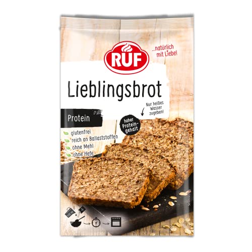 RUF Lieblingsbrot Protein, Brot-Backmischung, Brotmischung, Brotteig-Mischung, proteinreiches Brot, glutenfrei, ohne Mehl & Hefe, 1 x 500g von RUF