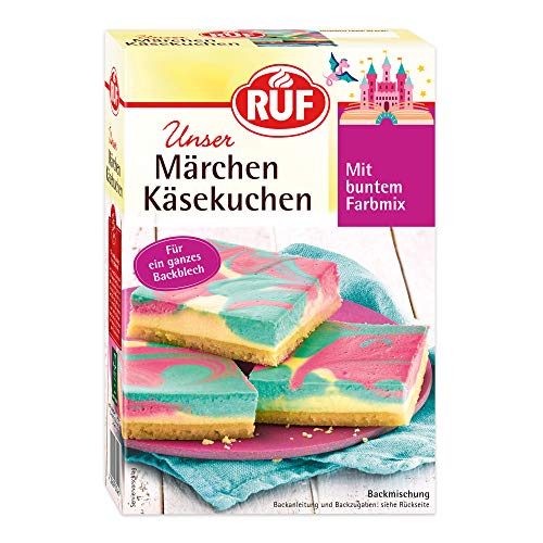 RUF Märchen Käsekuchen, märchenhafter Käsekuchen vom Blech mit buntem Farbmix in Rosa und Türkis, ideal für die Geburtstagsparty, 1 x 770g RUF Märchen Käsekuchen, märchenhafter Käsekuchen vom Blech mit buntem Farbmix in Rosa und Türkis, ideal für die Geburtstagsparty, 1 x 770g von RUF