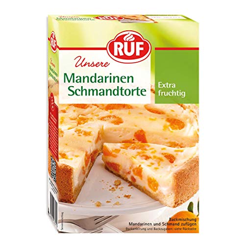 RUF Mandarinen-Schmand-Torte, Backmischung für eine fruchtige Schmandtorte oder Schmandkuchen, mit Weizen-Vollkornmehl, vegan, 8er Pack, 8 x 460g von RUF