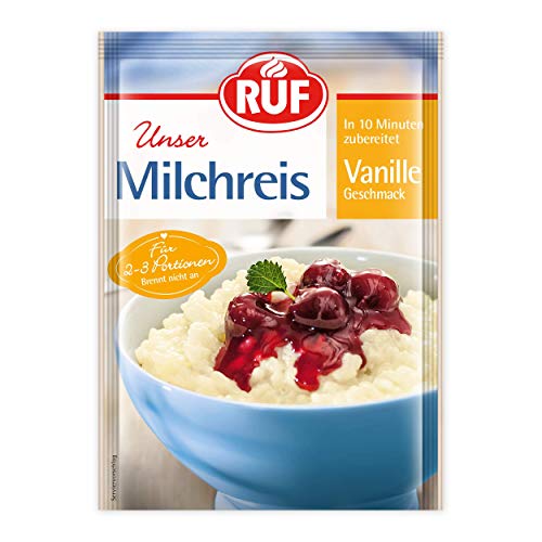 RUF Milchreis Vanille-Geschmack, Reisbrei, geeignet als Dessert, Zwischenmahlzeit oder süße Hauptspeise, fertig in 10 Minuten, 1 x 125g RUF Milchreis Vanille-Geschmack, Reisbrei, geeignet als Dessert, Zwischenmahlzeit oder süße Hauptspeise, fertig in 10 Minuten, 1 x 125g von RUF