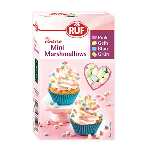 RUF Mini Marshmallows, Mäusespeck in Pastellfarben zum Dekorieren von Torten & Cupcakes oder als Topping für Heißgetränke, 10er Pack, 10 x 45g von RUF