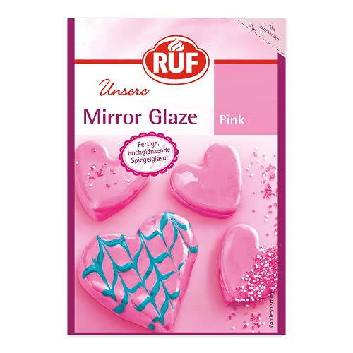 RUF Mirror Glaze Pink, gebrauchsfertig im Beutel, hochglänzende Spiegel-Glasur zum Glasieren von Mousse-Torten, Gebäck & Muffins, glutenfrei, 1 x 100g von RUF