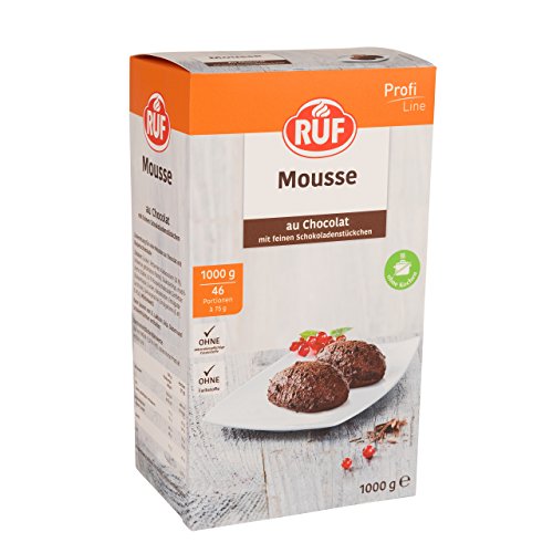 RUF Mousse au Chocolat mit zartschmelzenden Schokoladen Stückchen, klassische französische Nachspeise für Dessert Fans, ohne Kochen, 1x1000g von RUF