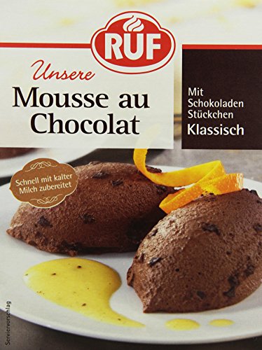 RUF Mousse au Chocolat, klassischer Nachtisch mit zartschmelzenden Schokoladen Stückchen, nur Milch hinzufügen, glutenfrei, 1x100g von RUF