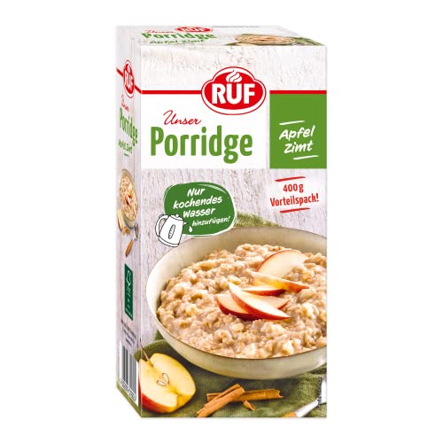 RUF Porridge Apfel Zimt, mit Vollkorn-Haferflocken, feiner Zimt-Note und getrockneten Apfel-Stückchen, für Zwischendurch, Vorratspackung, 1 x 400g von RUF