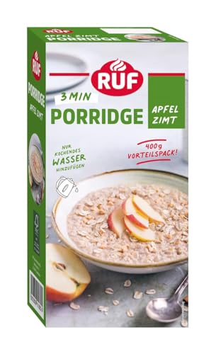 RUF Porridge Apfel Zimt, mit Vollkorn-Haferflocken, feiner Zimt-Note und getrockneten Apfel-Stückchen, für Zwischendurch, Vorratspackung, 1 x 400g von RUF