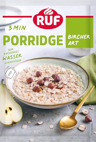 RUF Porridge Bircher Art, Instant Haferbrei mit feinen Haselnüssen und Apfel- und Birnenstückchen, gesundes und leckeres Frühstück, 1 x 65g Beutel RUF Porridge Bircher Art, Instant Haferbrei mit feinen Haselnüssen und Apfel- und Birnenstückchen, gesundes und leckeres Frühstück, 1 x 65g Beutel von RUF