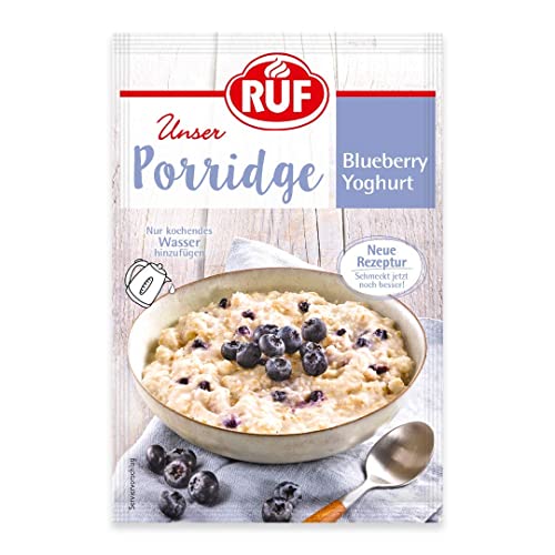 RUF Porridge Blueberry Joghurt, beliebtes Oatmeal mit Blaubeerstückchen, ideal für Unterwegs oder im Büro, kurze Zubereitungszeit, 1 x 65g Beutel von RUF